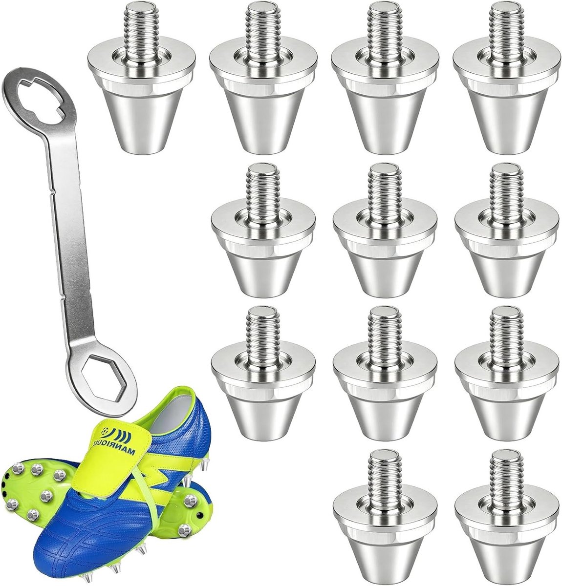 12 stuks schroefnoppen voor voetbal, vervangbare noppen, grip en stabiliteit op het veld
