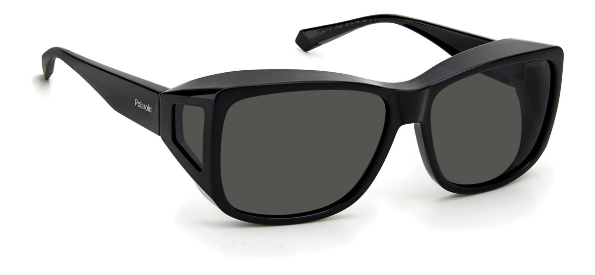 Polariserende Polaroid® Suncover XL Lichtgewicht Overzetzonnebril Zwart Grijze Lenzen Zonnebril