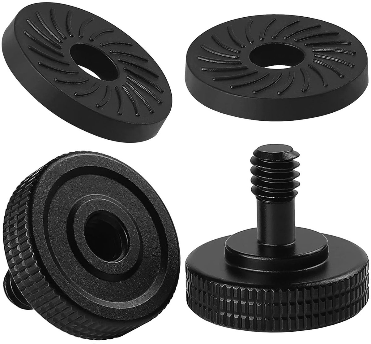 2 Sets Knurling Screw Camera Quick Change Adapter met Rubber Pads voor Snelle Bevestiging van Statief en Accessoires