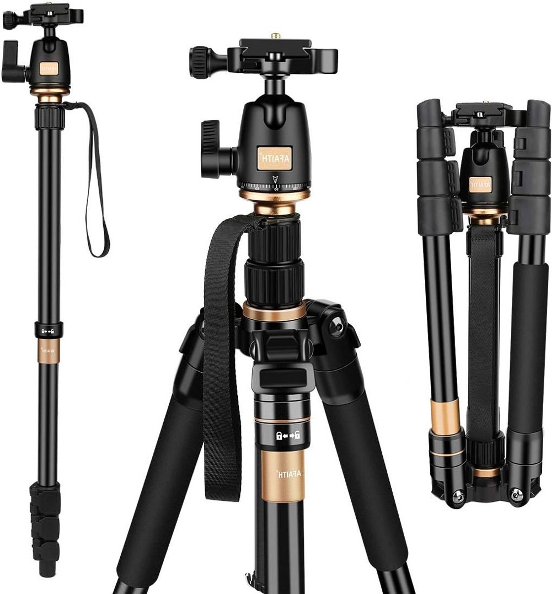 Professioneel draagbaar magnesium-aluminium statief met monopod en balhoofd voor SLR-camera's zoals Canon, Pentax en Sony - Q-555 AF001