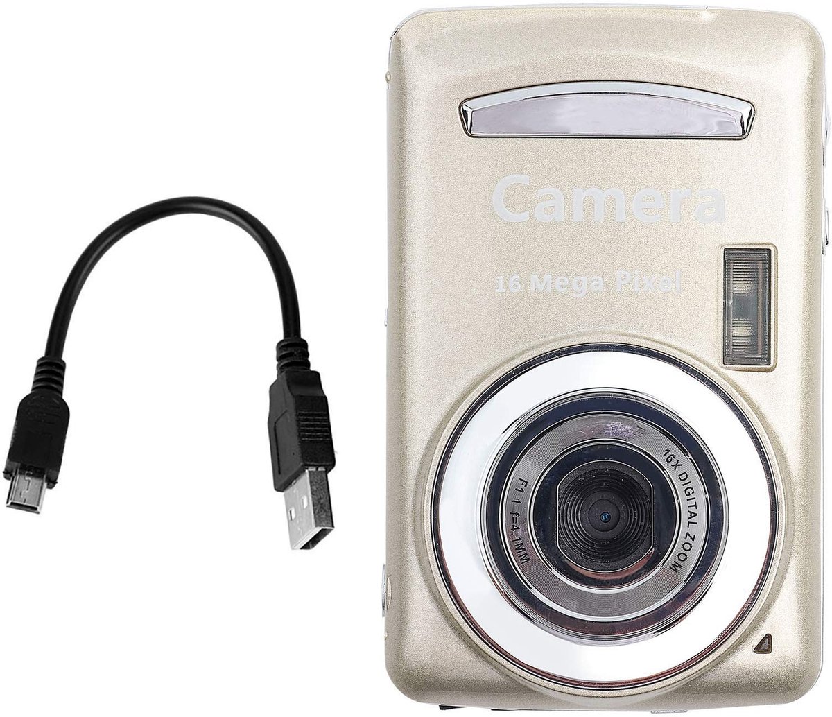 Dailygoody - Mini Digitale Camera - 16MP 720P 30FPS - Draagbare Videocamera - Goud - 16X Zoom - Perfect voor op Reis - Compacte Camcorder