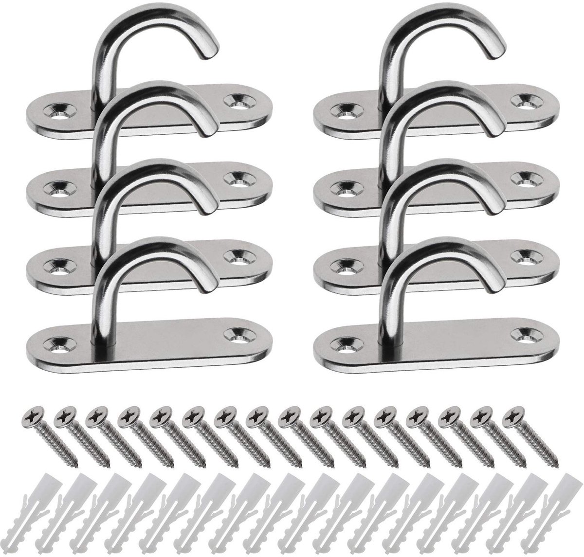 Dailygoody - M6 Opening Plafond Haken - Heavy Duty - Zilver - Ovale Base Pad - Voor Yoga Schommels en Hangmatten - Perfect voor Marine Dek Hardware