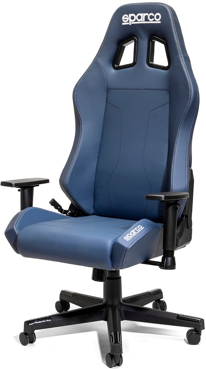 Sparco Coach Bureaustoel - Zwart/Rood/Blauw — Marineblauw — Onesize