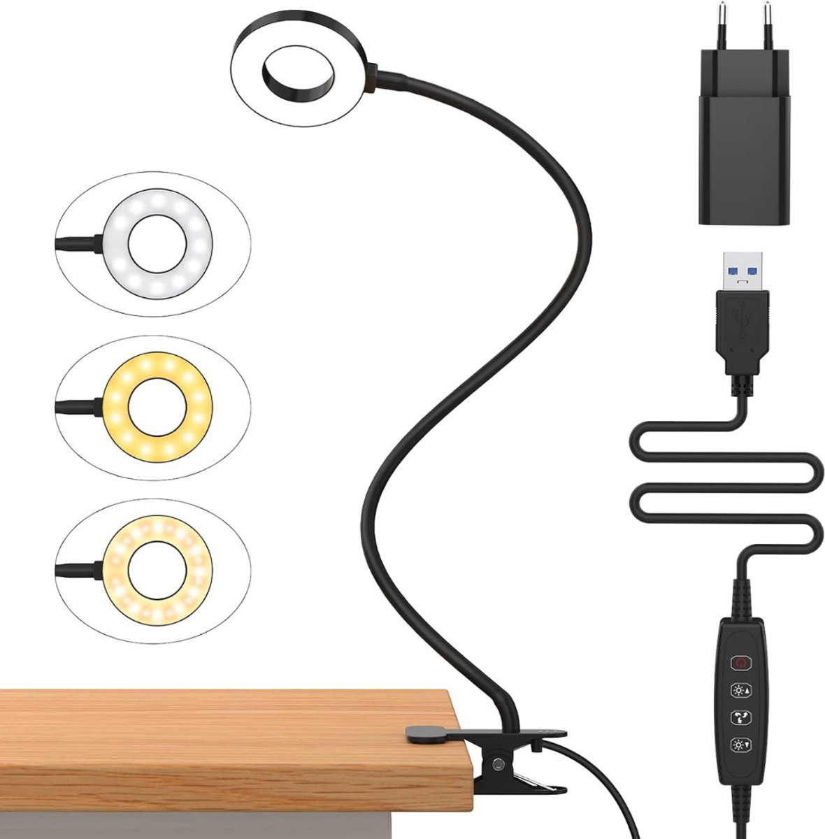 MRKK® Bedlampjes Hoofdbord - Leeslampjes met Meerdere Standen - Bedlamp Slaapkamer Volwassenen - Zwart