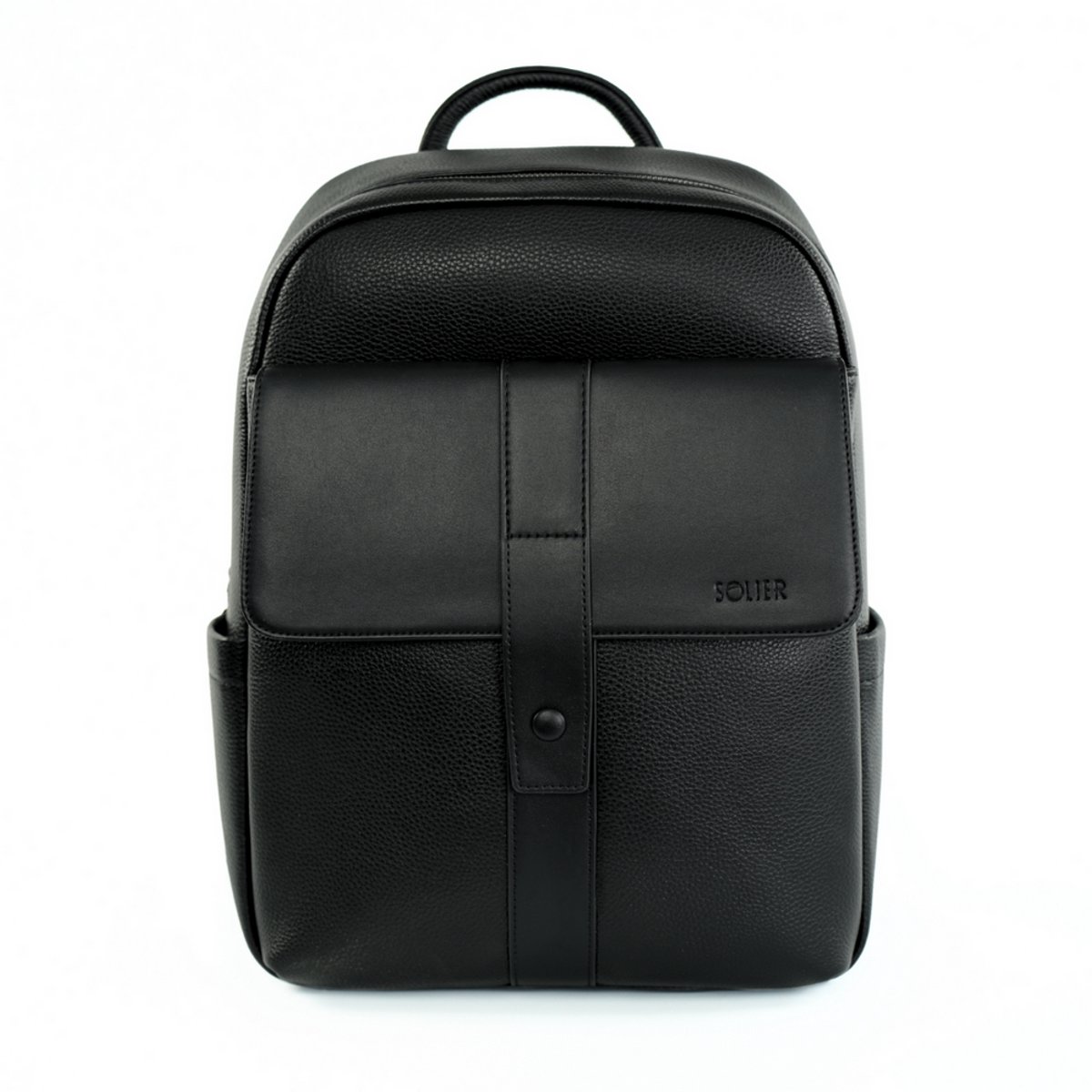 Solier FV04 Rimelle - Leren laptoprugzak - Laptopvak 13 inch - 38 cm - Zwart
