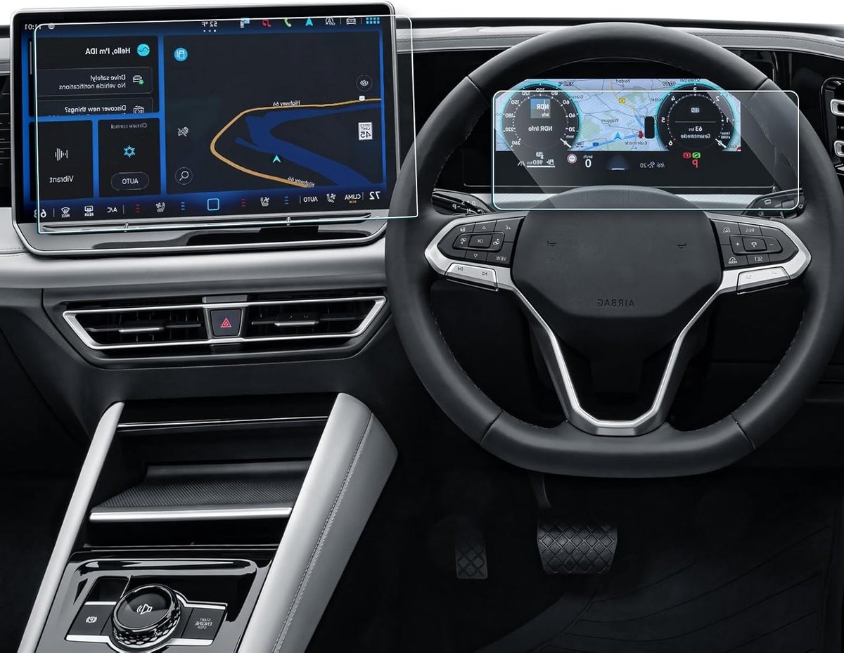 Beschermfolie voor 15 inch navigatiescherm en 10,25 inch digitale cockpit van Tiguan III MK3 - Anti-kras screen protector en displaybescherming voor optimale veiligheid