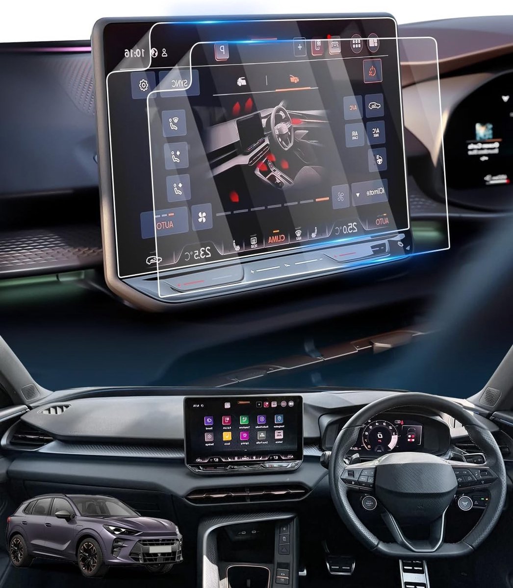 Displaybeschermfolie voor Cupra Terramar 2025-2027, 12,9 inch krasbestendige nano-PET, 2 stuks, perfect voor touchscreen bescherming en VZ accessoires
