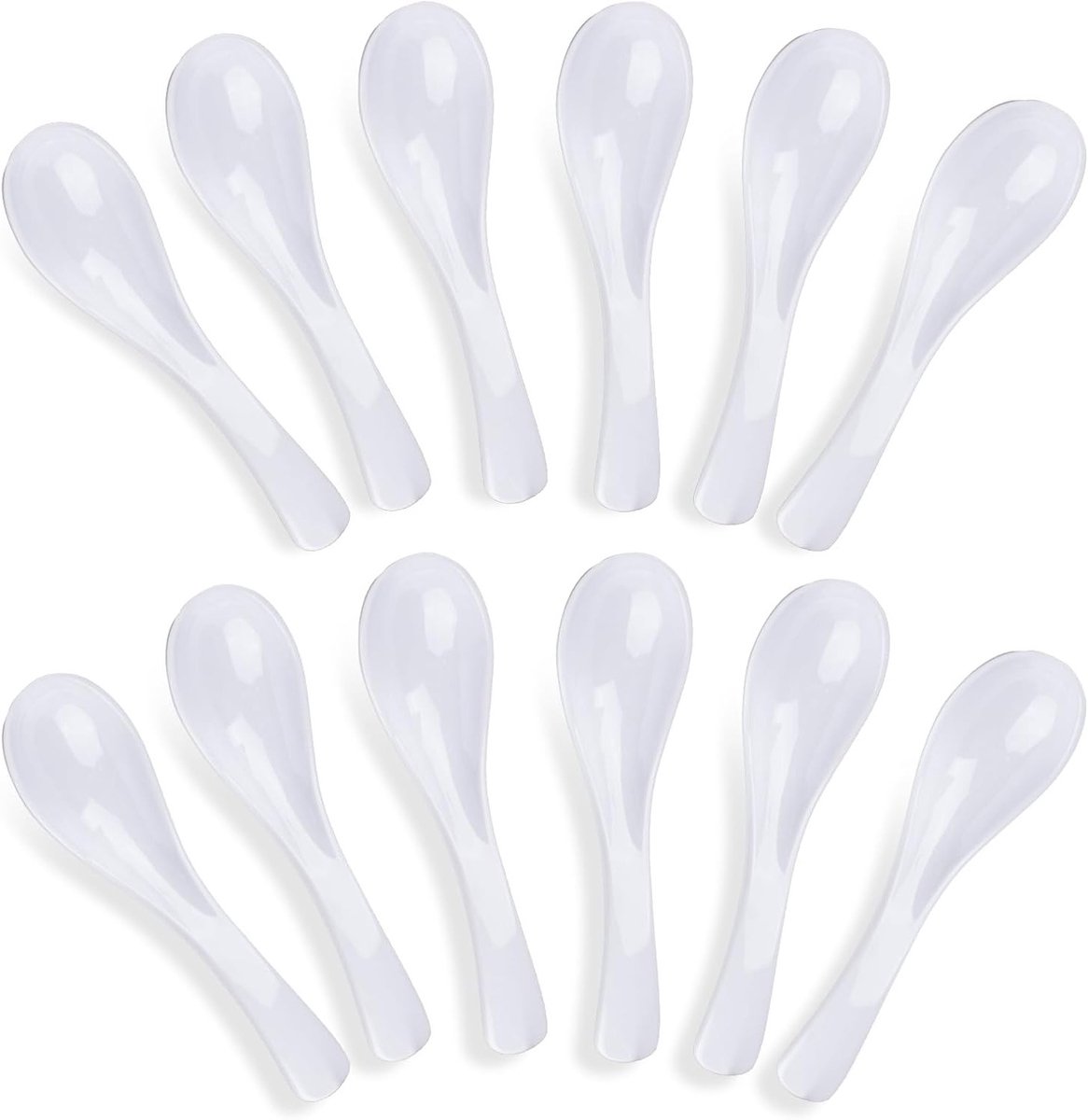 Set van 12 stevige witte lepel voor Aziatische soep, ramen en desserts - ideaal voor elke gelegenheid