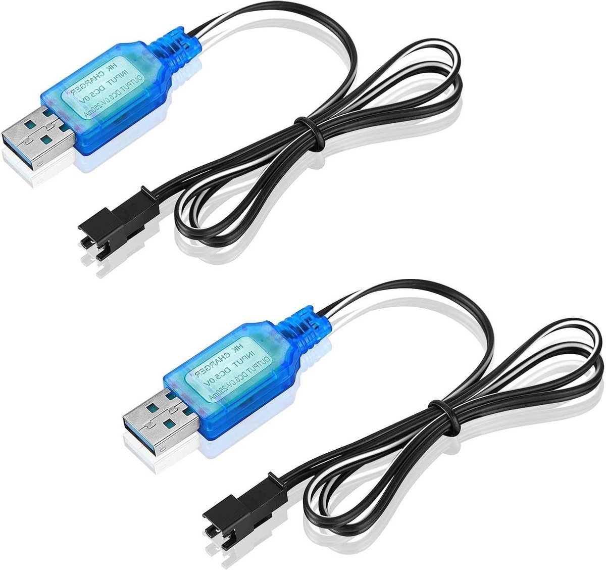 2 x 3.7V USB Oplaadkabel met SM-2P Stekkers voor Ni-MH Batterijen, Geschikt voor Drones en RC Voertuigen, Snelle Oplading en Betrouwbare Verbinding
