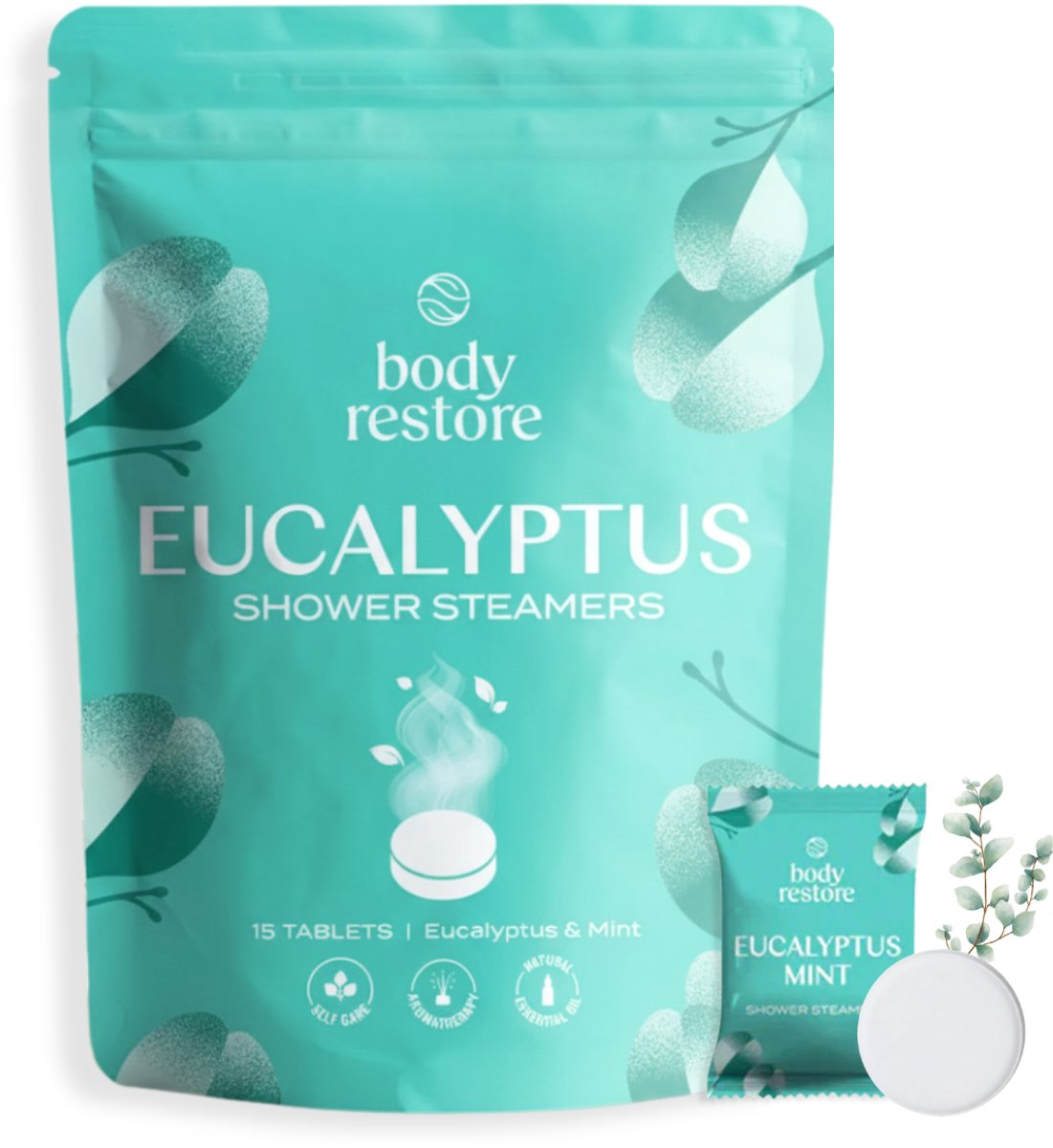 Shower Steamers Eucalyptus & Mint 15-pack - Body Restore - Douche Tabletten met 100% Etherische Eucalyptusolie - Aromatherapie Douche - Voordeelpak