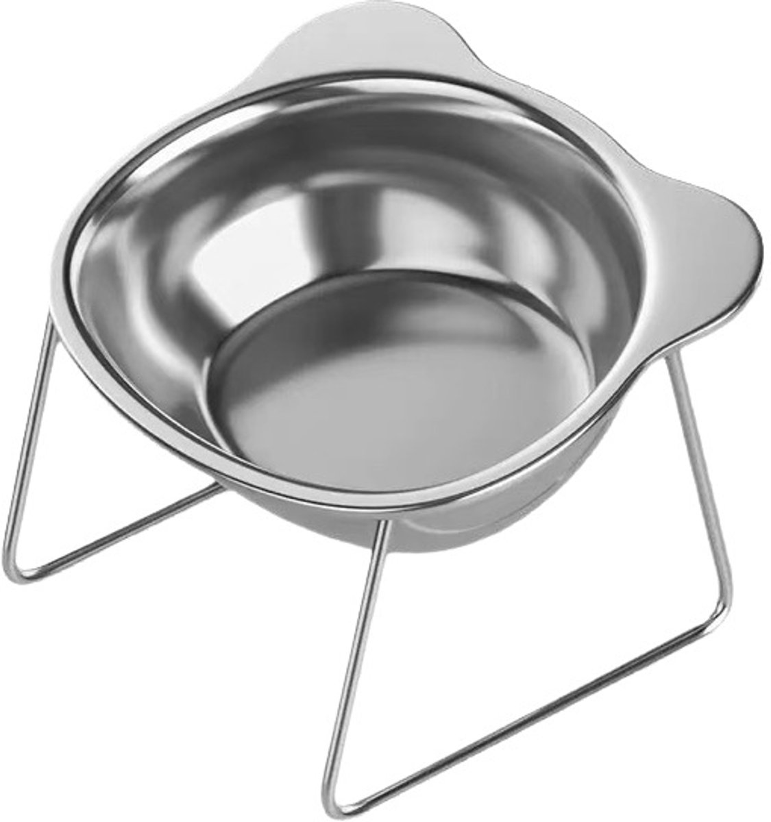 Roestvrijstalen Kattenbak Set - 304 RVS, Nekbeschermende Stand, Voor Katten en Kleine Honden