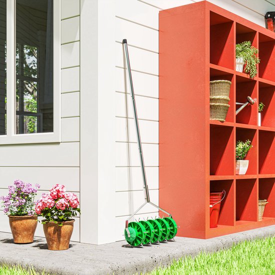 Gazonbeluchter - Gazonbeluchter met prikrol en afneembare steel van 100 cm - 45 cm breed, handmatige gazonbeluchter — afbeelding 5