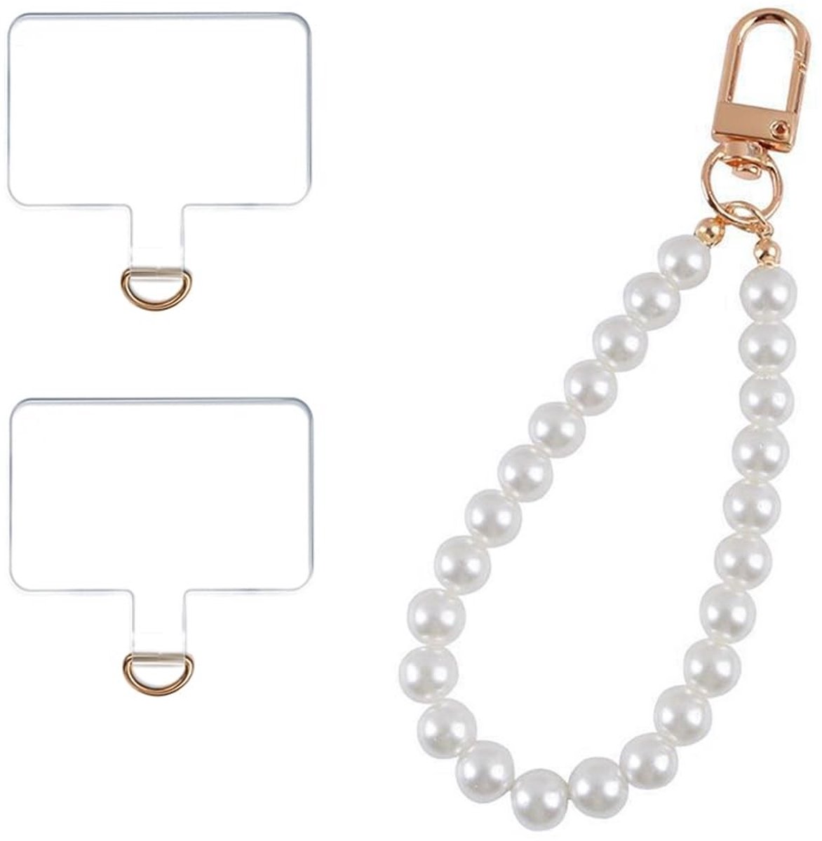Dailygoody - Telefoonketting - Mobiele Telefoonkoord - Stijlvol en Functioneel - Wit-Beige - Sleutelband - Perfect voor Jouw Smartphone - Handig voor ...
