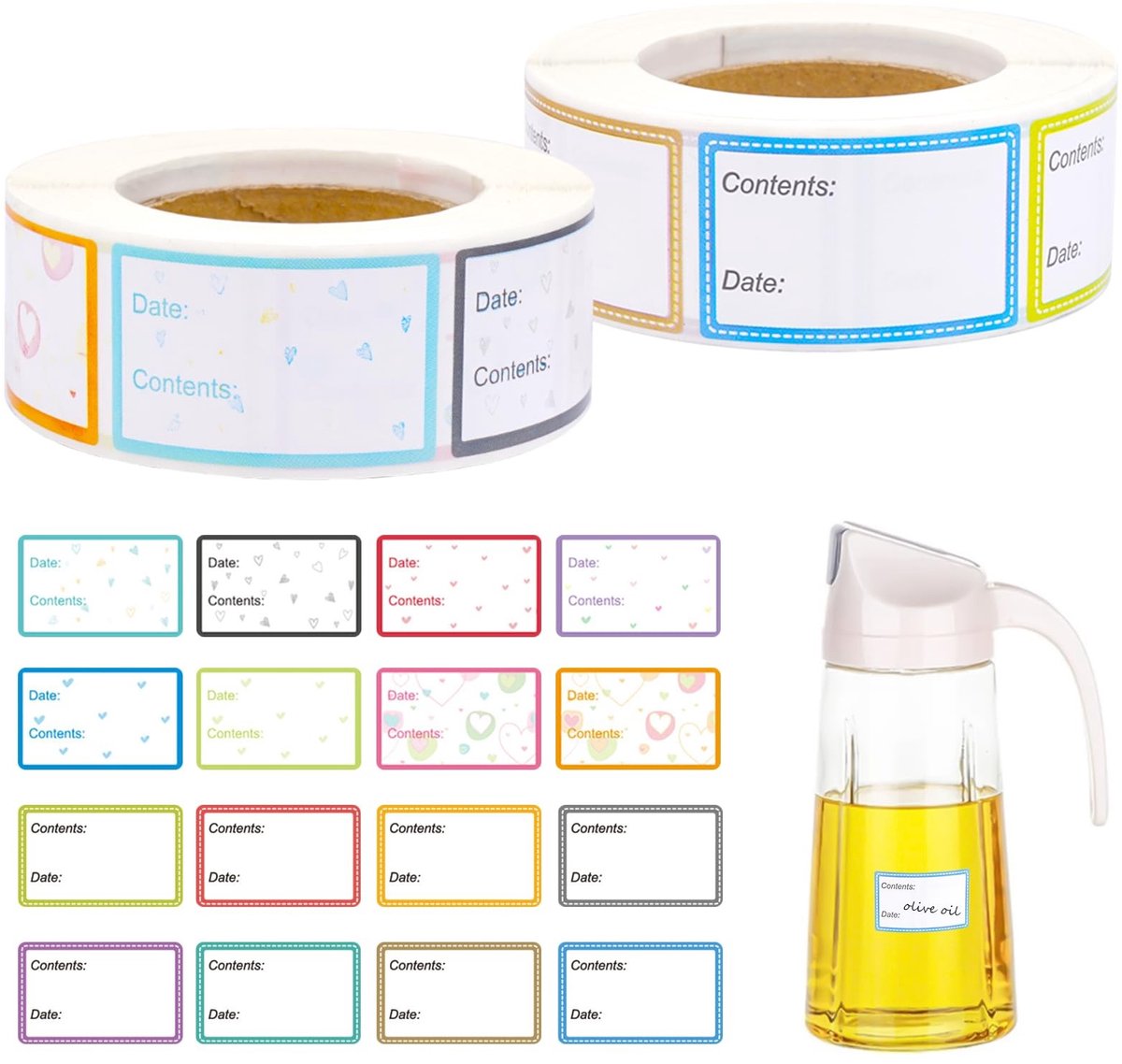 Dailygoody - Vriesetiketten - Voedselstickers - Afneembaar - 2 Rollen - Zelfklevend - Voor Keuken - 1000 Stuks