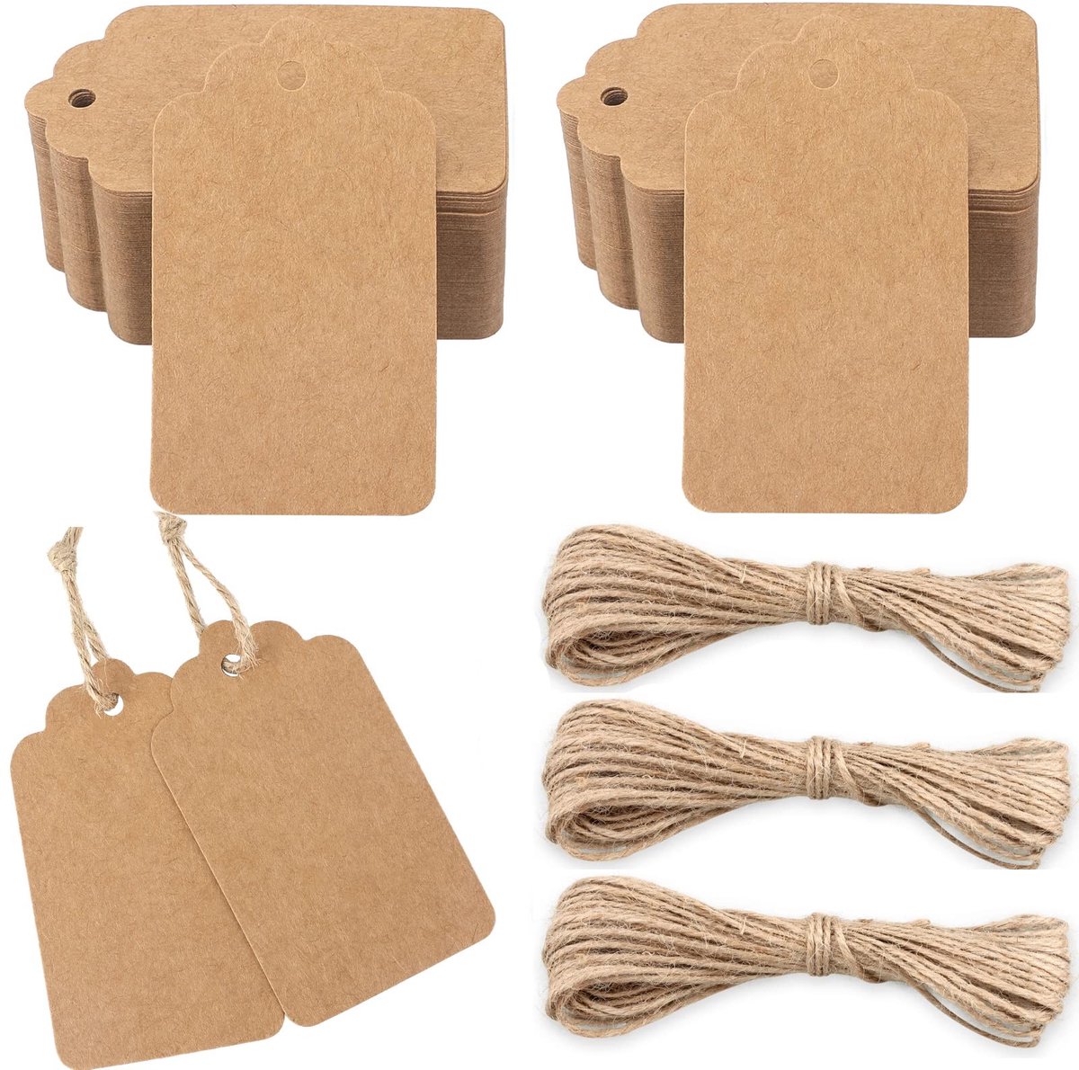 Dailygoody - Bruin Kraft Tags - Cadeaulabels - Hoogwaardige kwaliteit - 7CM * 4CM - Geschenken en decoratie - Perfect voor bruiloften en kerstversieri