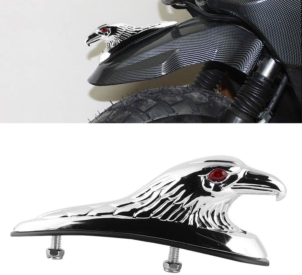 Dailygoody - 12V Universele Chrome Aluminium Fender Ornament - Voorspatbord Decoratie - Stijlvol en Duurzaam - 6mm Schroefmaat - Geschikt voor Motorfi