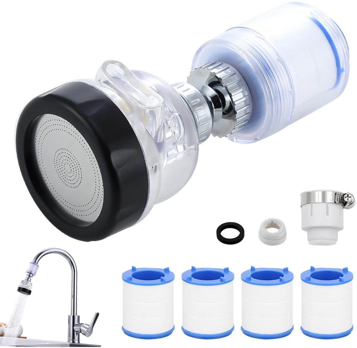 Dailygoods- Waterkraanfilter 360° Rotatie - Drie Wateruitlaatmodi