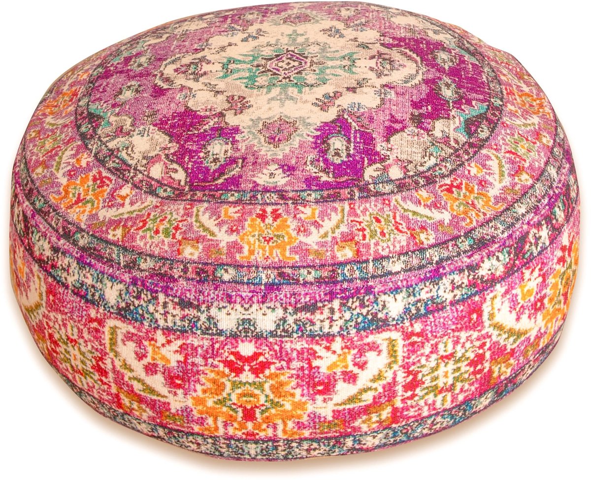 Dailygoody - Mandala Life Kussenhoes - Boho Yoga Decor - Ronde Meditatie Kussen - 60x20 cm - Gedrukt Katoen - Poef voor Binnen - Uniek Design