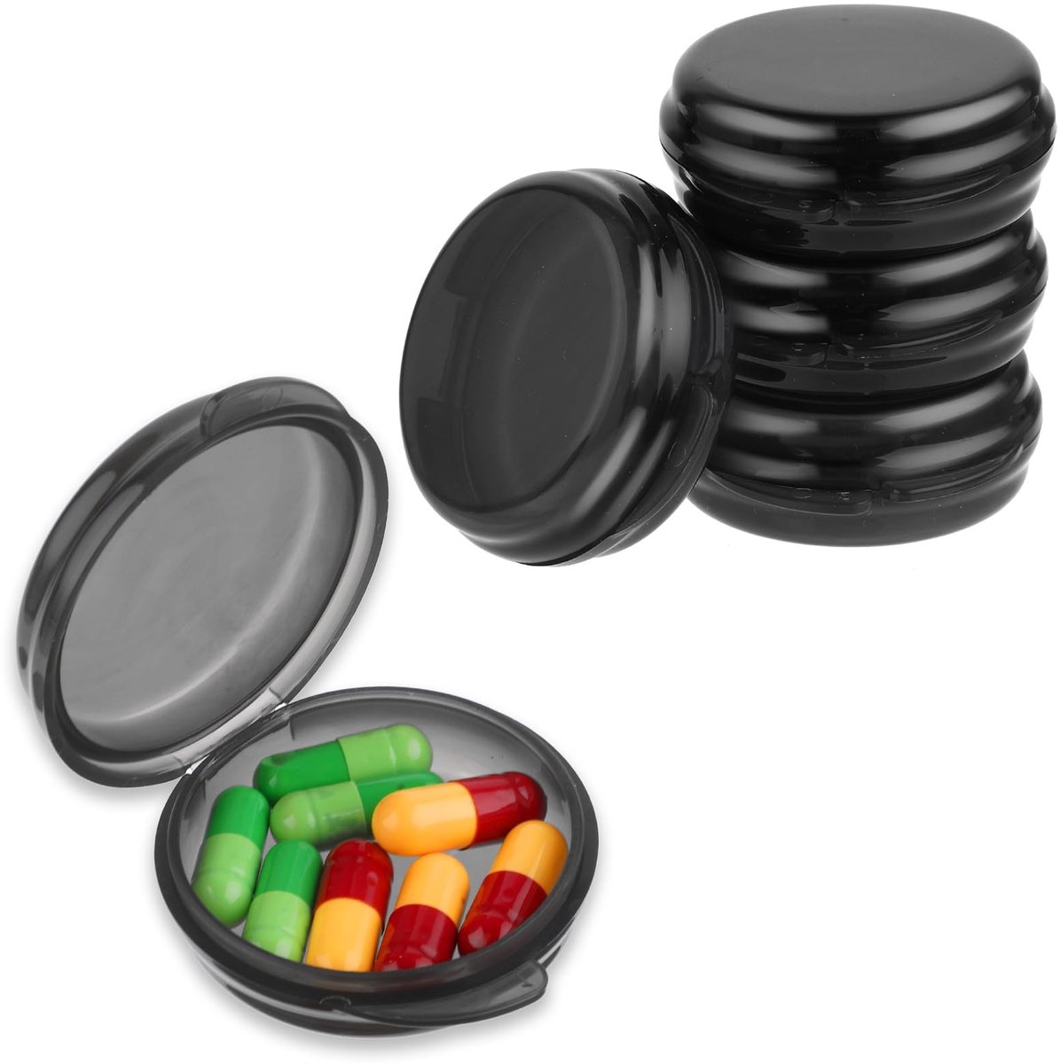Store_8 - pillendoos - kleine pillenhouder - draagbaar en veilig - zwart - reis-organizer - pillen en geneesmiddelen - geschikt voor dagelijks gebr...