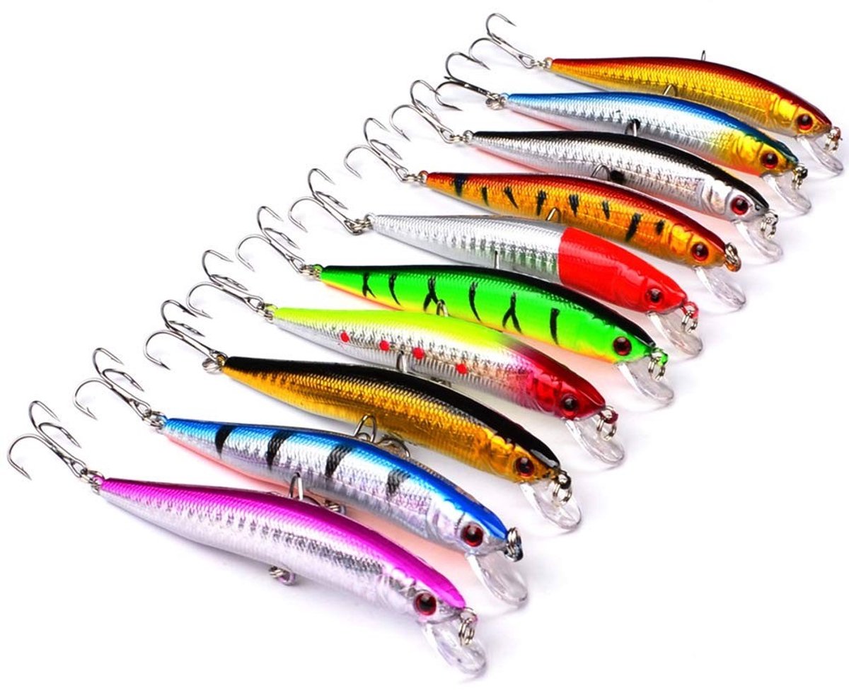 Store_9 - Vis aas - Hard minnow kunstaas - 10 stuks - Kleurrijk - Topwater swimbait - Geschikt voor zoetwater en zout water