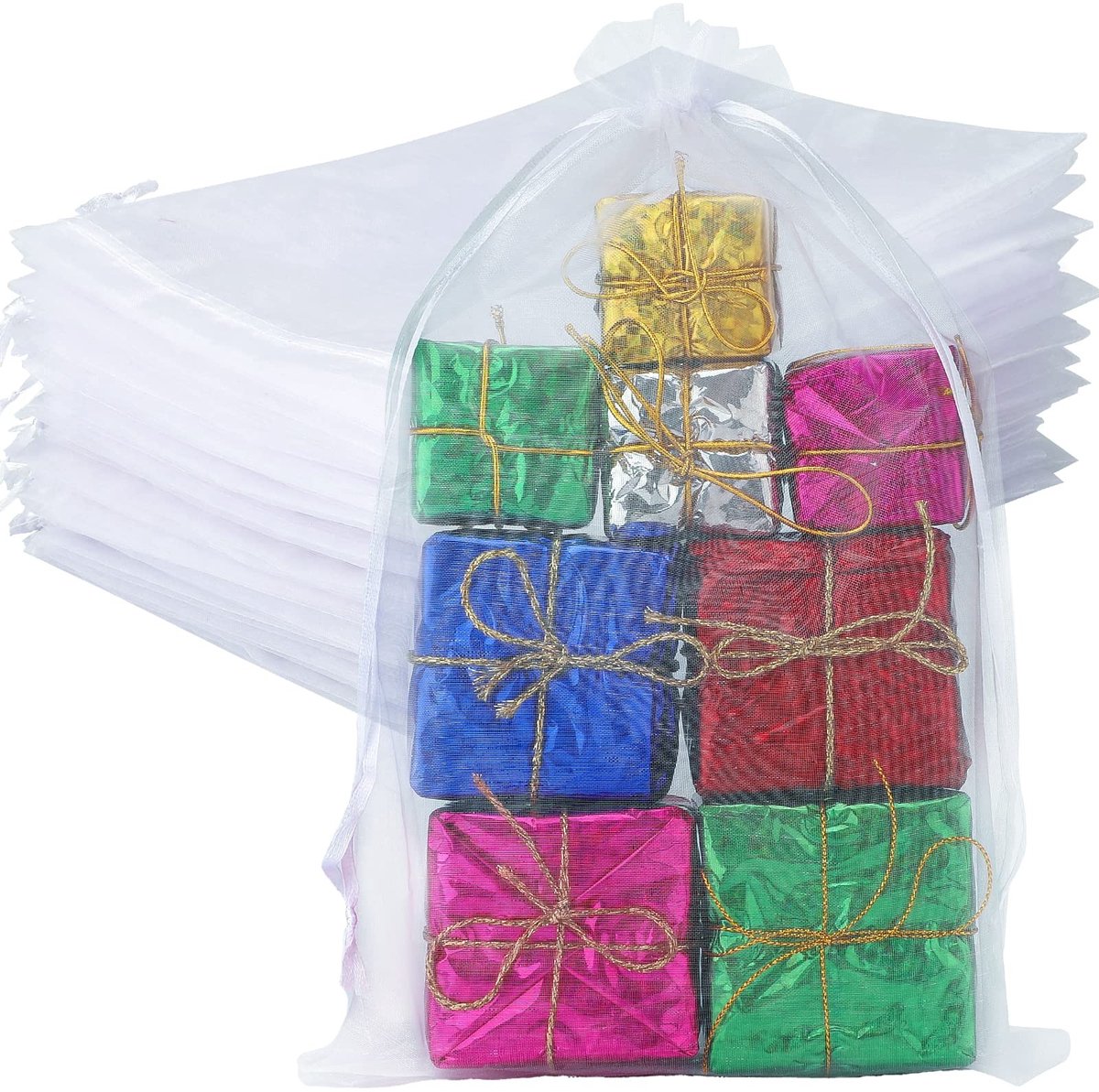 Vt products - Organza zakjes - Cadeauzakjes - Groot formaat - Witte organzazakjes - Snoep- en sieradenzakjes - Geschikt voor bruiloft en feest