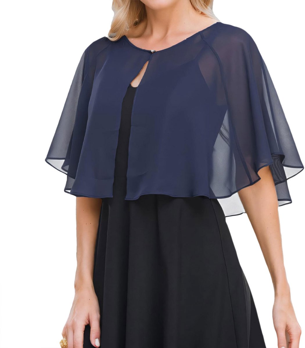 Sjaal - Omslagdoek - Dames Sjaal - Dunne omslagsjaal - Ademend - Chiffon sjaals en omslagdoeken voor avondjurken marineblauw