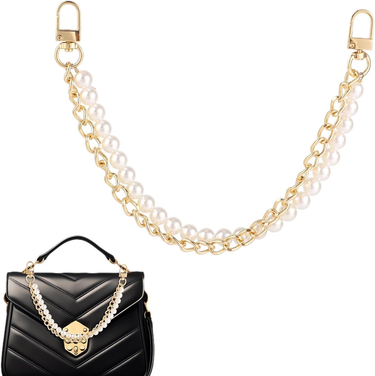 Elegante Parelsleutelketting van 32 cm voor Handtassen, Schoudertassen en Clutches - Accessoires voor DIY en Creatieve Projecten