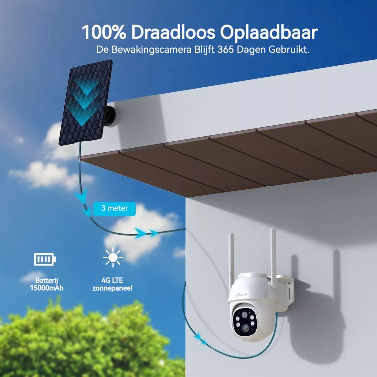 ieGeek 4G LTE mobiele beveiligingscamera draadloos buiten, 2K geen wifi zonne-energie camera ingebouwde simkaart, 2-weg praatcamera's voor thuisbeveiliging met PIR-bewegingsdetectie, IP66, nachtzicht, schijnwerpers, 2 stuks – foto 2
