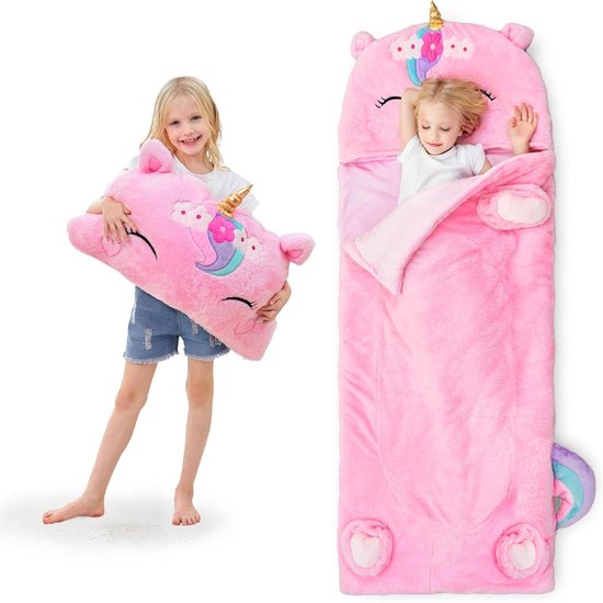 Kinder Slaapzak - Oorkussen Slaapmat - Kinderen Laten Slapen - Opvouwbaar Tot Kussen - 178 x 69 x 5 cm