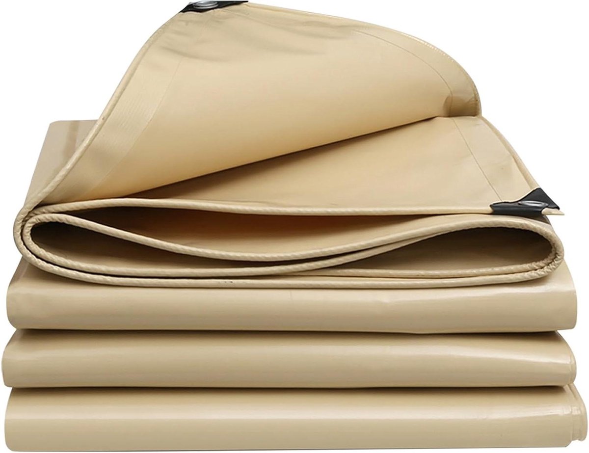 Dekzeil Beige Heavy Duty - Zeildoek Afdekzeil - Bescherming Buiten - Verstevigde Nylon Rand - 1.2x2.4m - Beige