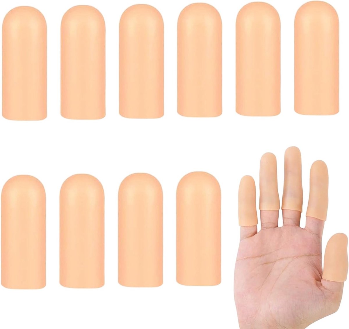 Siliconen Vingerbeschermers - Ademend Gel Materiaal voor Eczema, Wonden en Artrose - Herbruikbaar, Zacht en Comfortabel, 10 Stuks