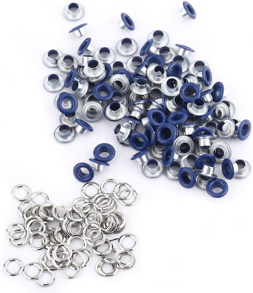 Ronde metalen eyelets van 5 mm voor scrapbooking, tassen en accessoires - 100 paar in zwart