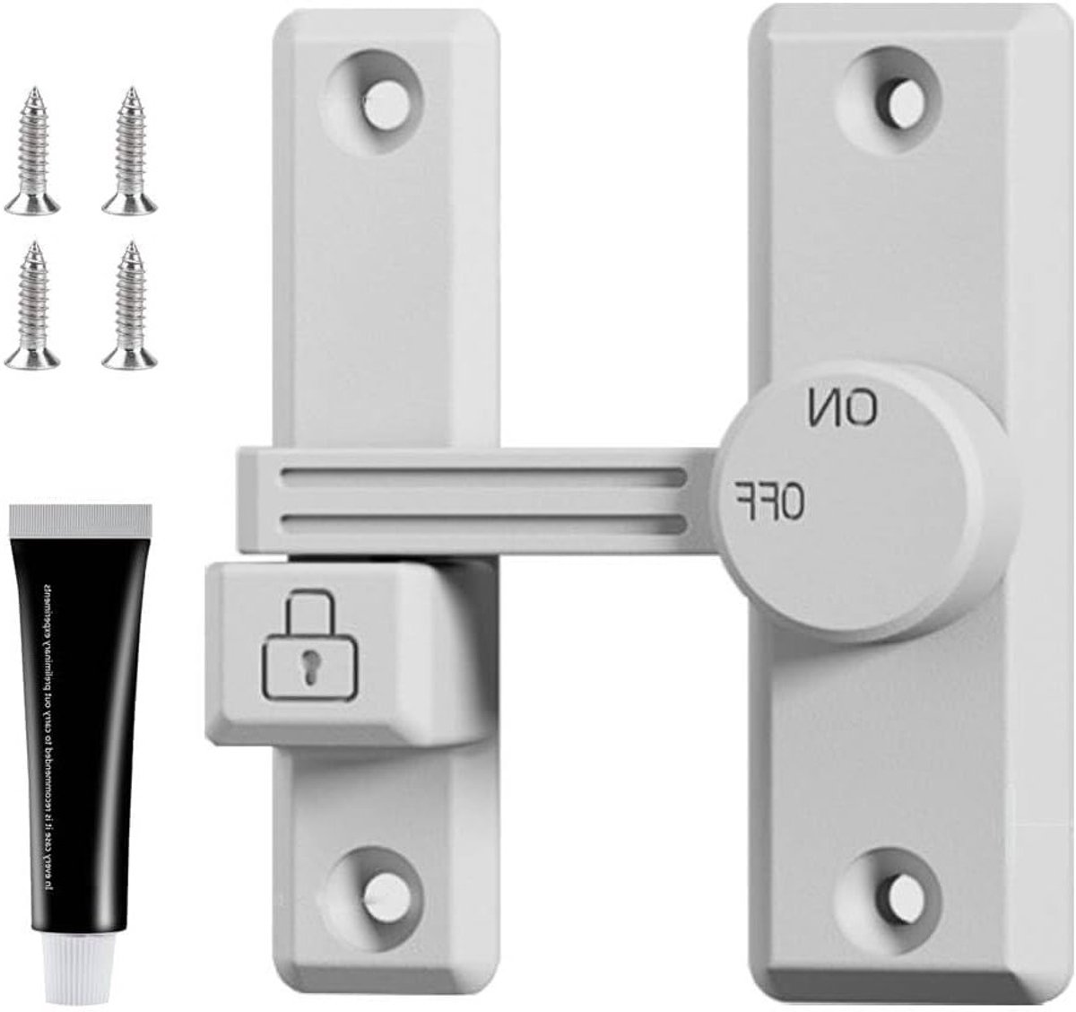 Verstelbare Deurslot met Rotatiebolt en 2 Montageopties voor Verbeterde Veiligheid en Gebruiksgemak - Wit