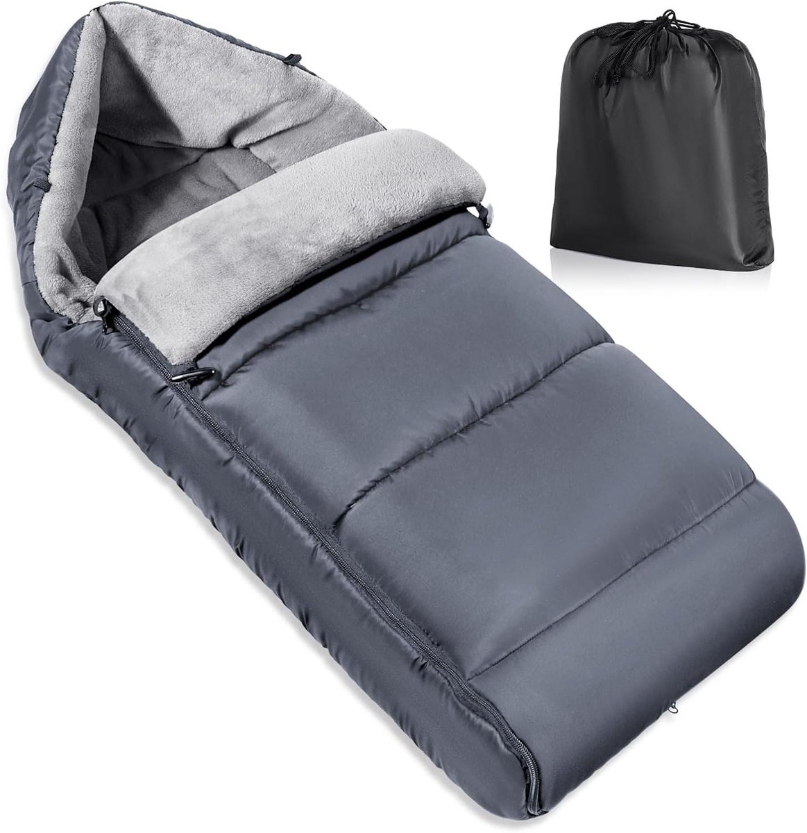 Kinderwagen Voetenzak - Buggy Dekje Baby - Baby Warm Houden - Aanpasbare Rits Design - Universele Pasvorm - Grijs