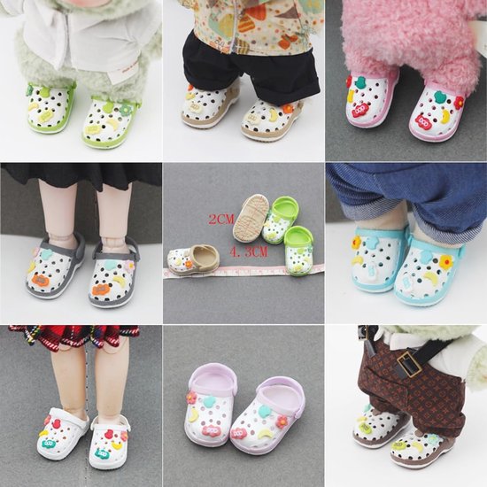 Poppen Schoenen - BJD Accessoires - Poppen Aankleden - Past 15cm 17cm Poppen - 4.3cm Lengte - Groen Khaki — afbeelding 4