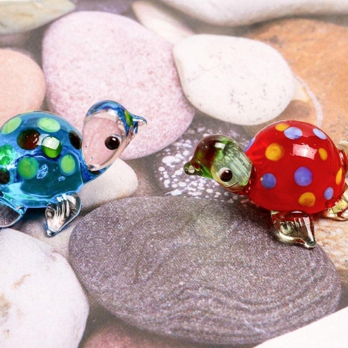 Glazen Schildpad Beeldjes - Miniatuur Schildpadjes - Huisdecoratie - Handgeblazen Glas - 2-3 Inch - Oranje
