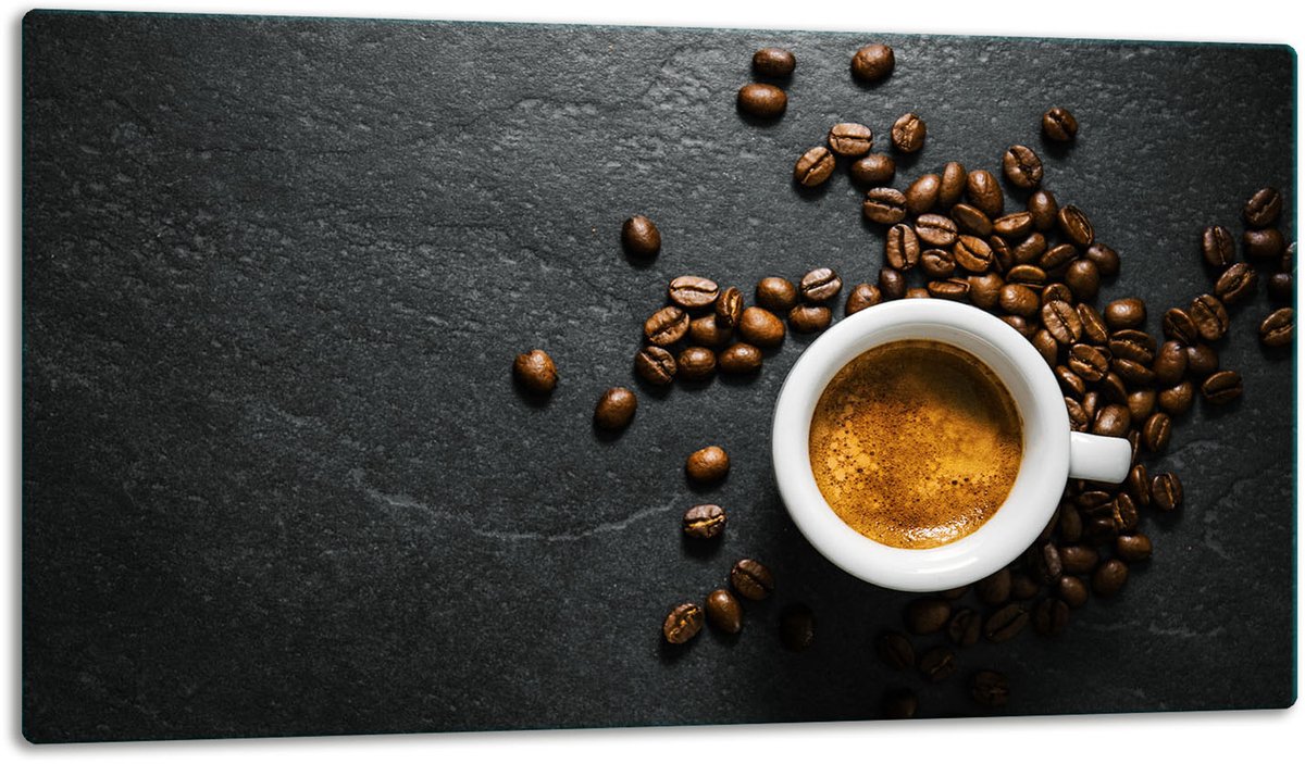 TMK ArtDeko - Glazen Snijplank - 52cm x 30cm - Beschermplaat - Koffie Motief