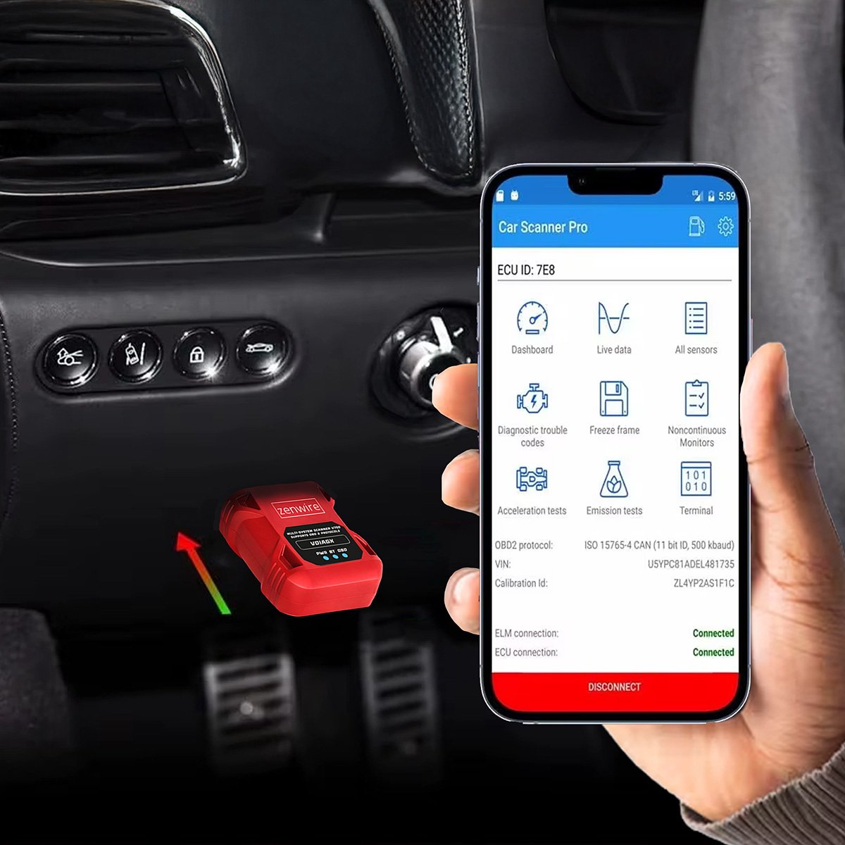 OBD2 Bluetooth-diagnose-interface VDiagX V016 thumbnail 5