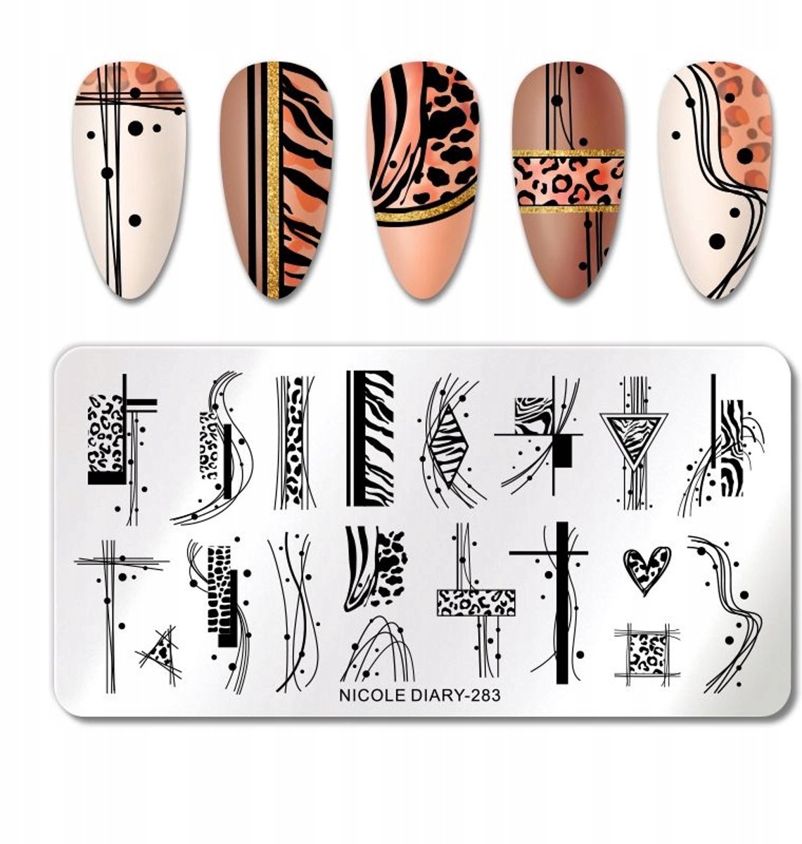 Frezarkowo Nicole Diary - Stempelplaat voor Nagel Decoratie - Panter Vlekken - 12x6 cm - Herbruikbaar