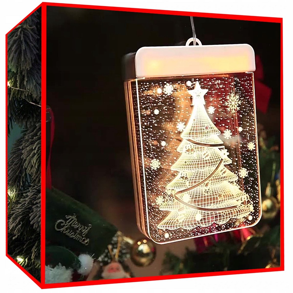Gebrandschilderd glas - Led 3D - Raamdecoratie - Kerstverlichting