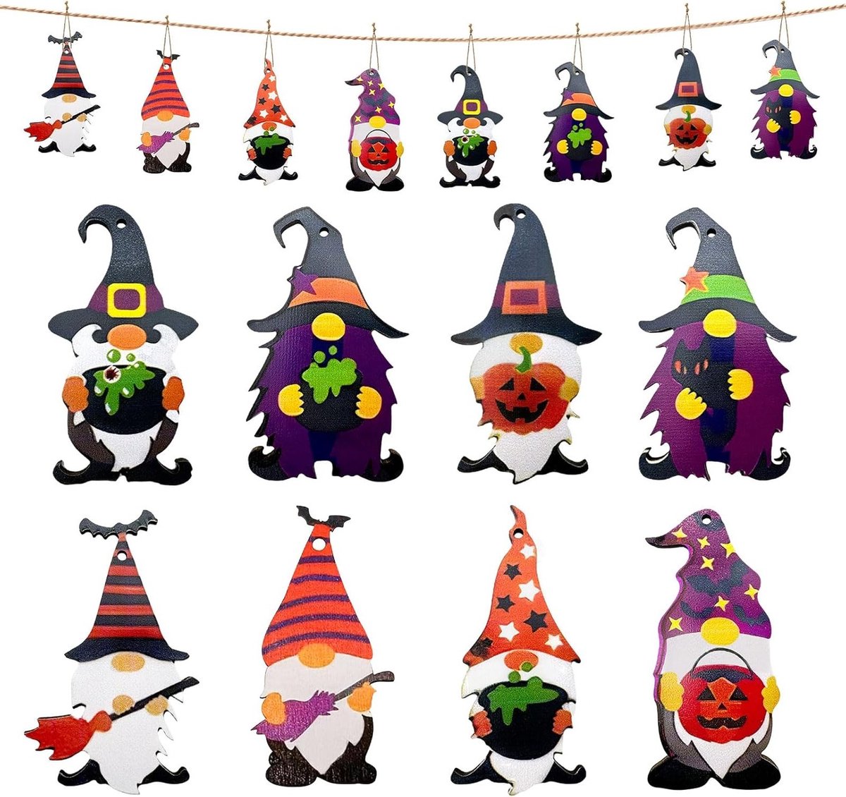 Houten Gnooms voor Halloween en Herfstdecoratie, DIY Dwergen voor Boom, Raam, Tafel en Muur, Feestaccessoires voor een Sfeervolle Viering
