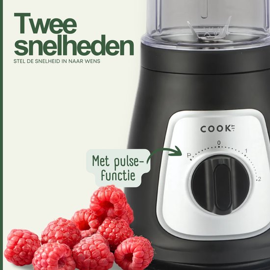 Smoothie Maker Pro - 350W - 2 Snelheden + Pulsefunctie - RVS Messen - 750ml - 2 To-Go Bekers - BPA-vrij - Blender To Go - COOK-IT van Merkloos — afbeelding 4