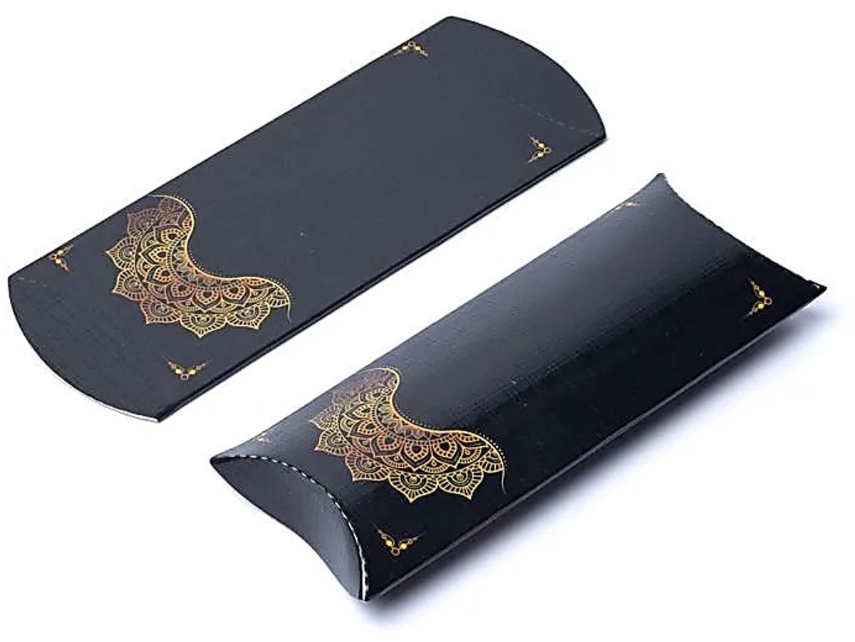 Kussendoos S Zwart Goud Mandala Bloem --pakket van 10 stuks - 12x6cm - 12x6cm