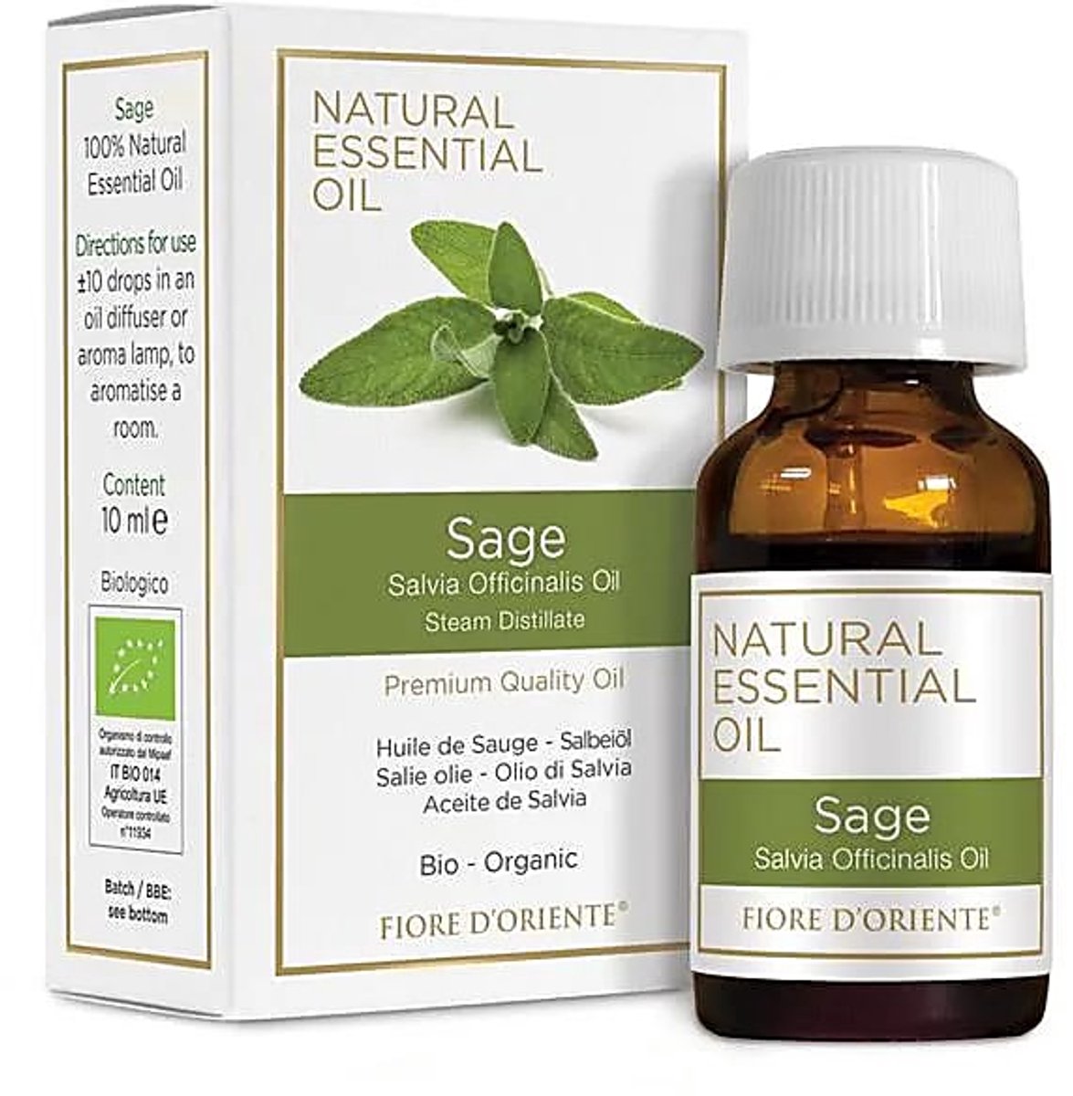 Biologische etherische olie Salie - 10ml - Luchtwegen - Antioxidant
