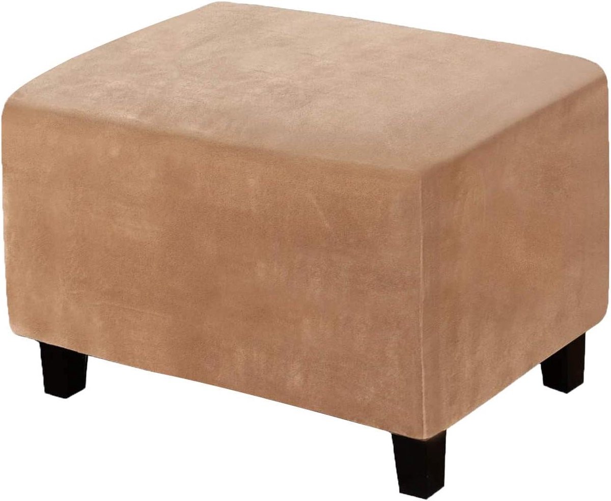 Ottomanhoes Stretchy - Voetenbankhoes Hoezen - Meubels Beschermen - Elastische Pasvorm - Large - Camel