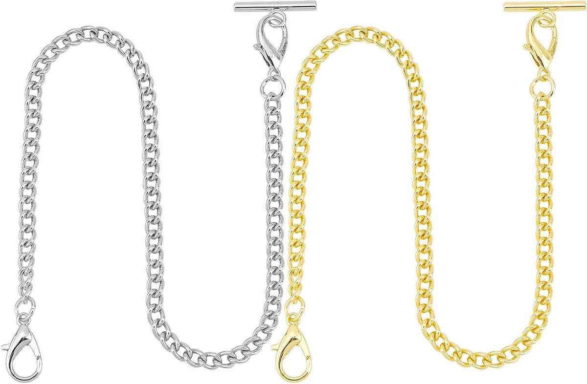 Zakhorloge Ketting - Vest Ketting - Accessoire Dragen - Dubbel Openend Ontwerp - 37cm - Zilver Goud