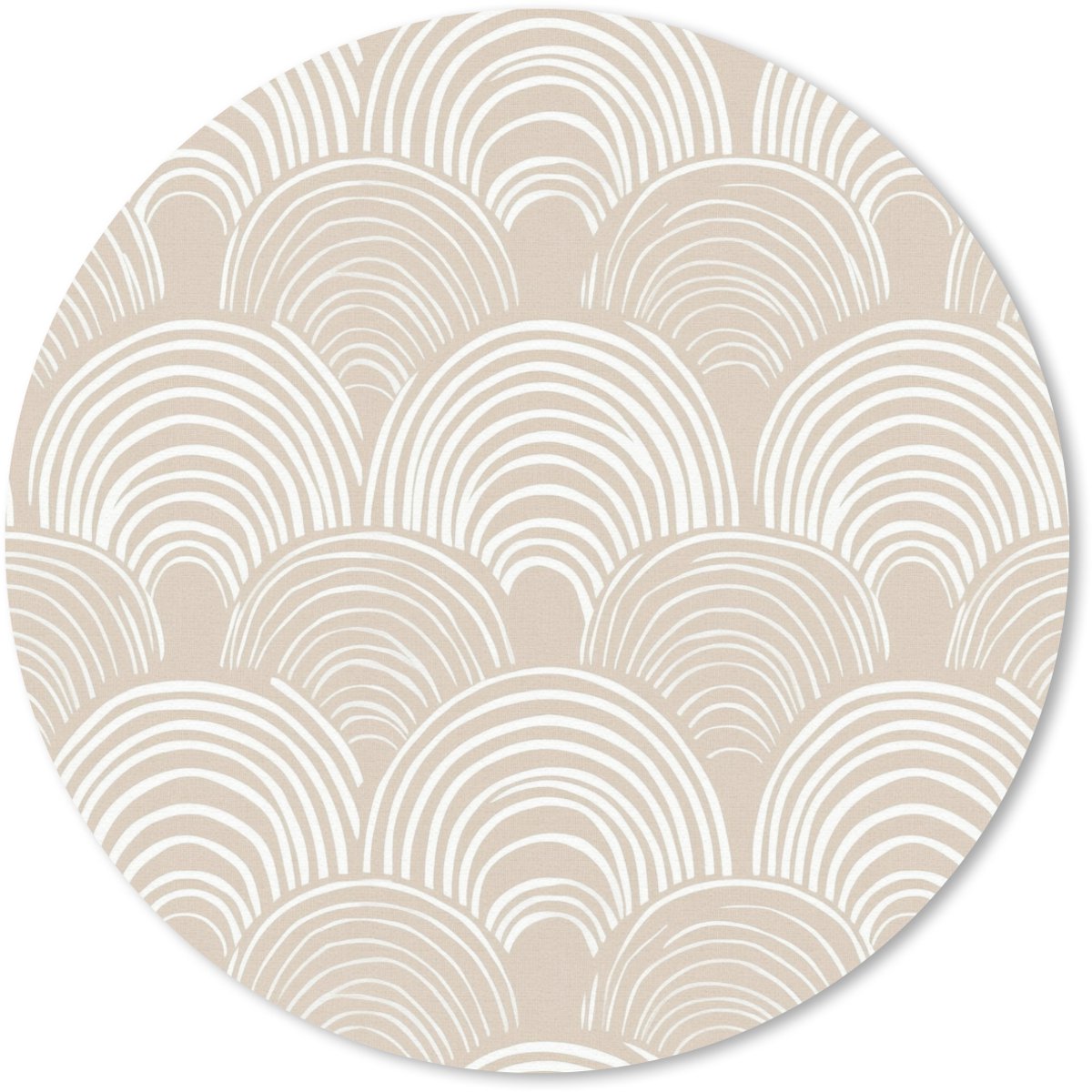 Muismat rond 50x50 cm - Mousepad Golven - Structuur - Beige - Ronde muismatten
