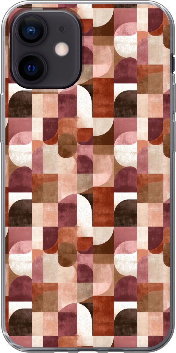 Telefoonhoesje Geschikt voor iPhone 12 hoesje - Geometrie - Modern - Retro - Siliconen Telefoonhoesje Telefoonhoesje