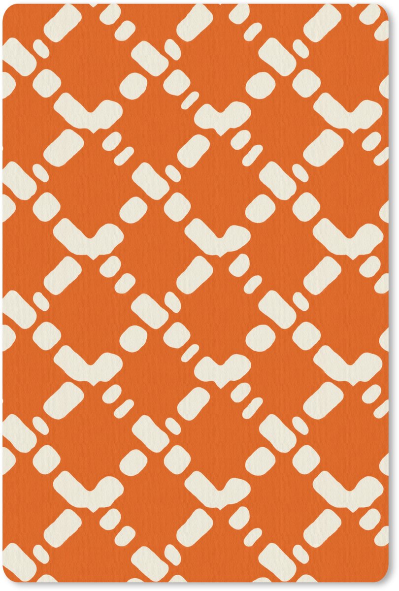 Muismat 13x20 cm - Mousepad Oranje - Ruitpatroon - Wit - Muismatten