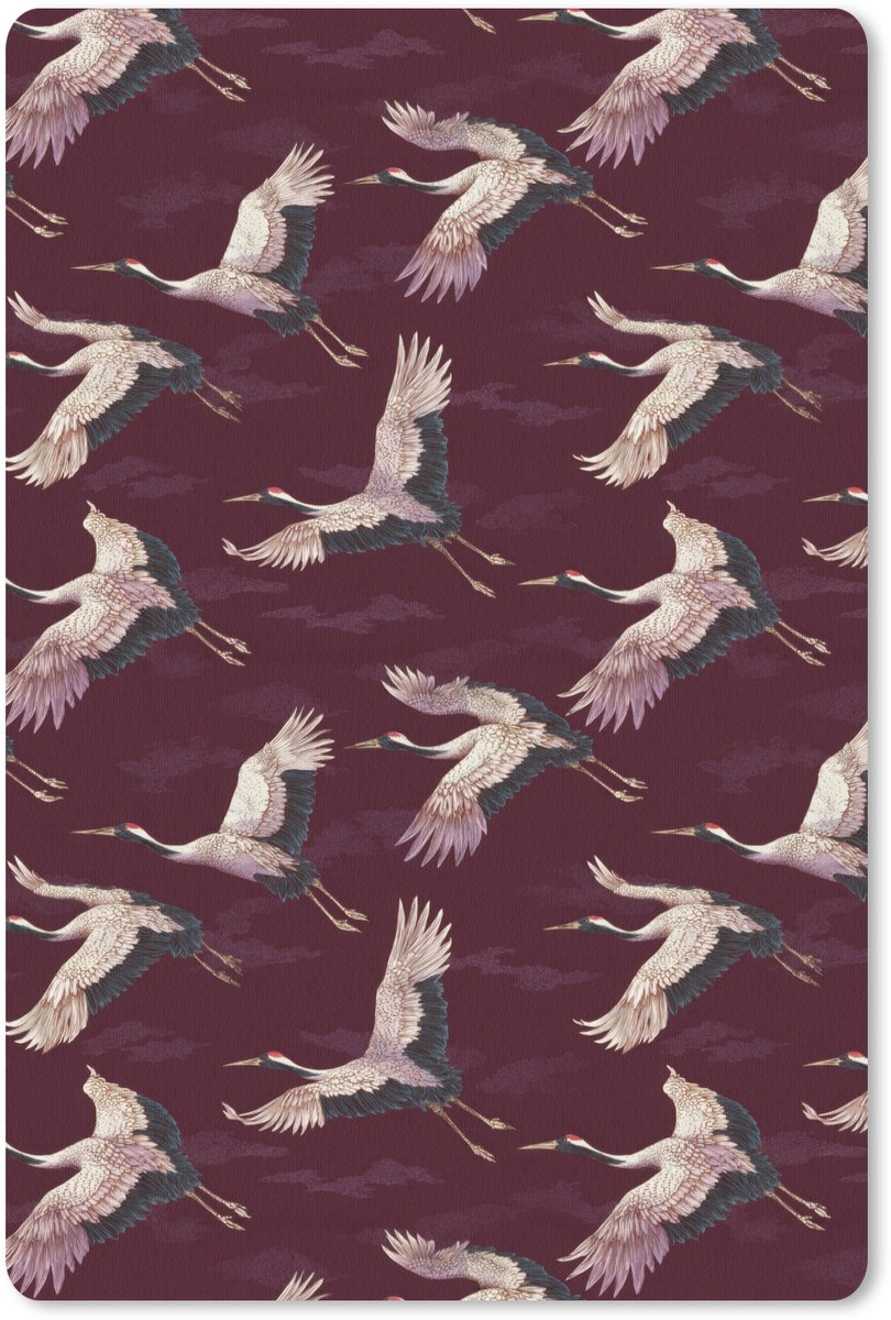 Muismat 13x20 cm - Mousepad Kraanvogels - Klassiek - Bordeaux - Muismatten